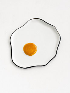 Тарелка ручной работы «Глазунья», разноцветная, полуфарфор, 19 см