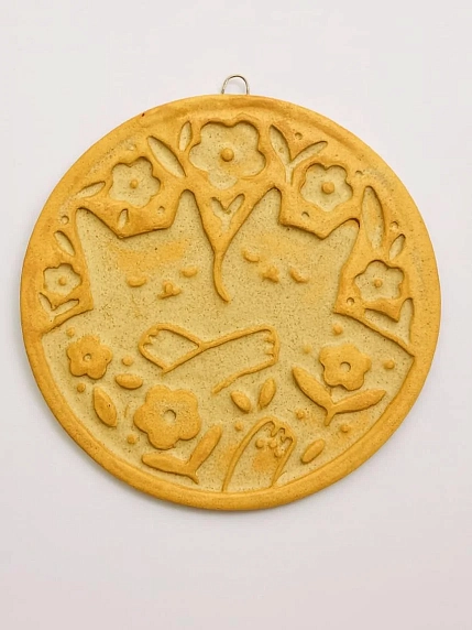 Керамический изразец Катя Салденик «Котики», пшеница, фото 1.