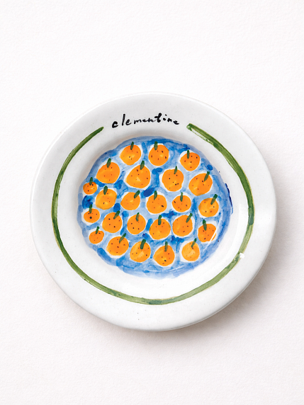 Тарелка ручной работы с клементинами, керамика, 17 см, фото 1.