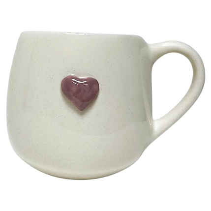 Кружка ручной работы Катя Вебер с сердечком, белая, керамика, 250 мл, фото 3.