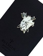 Брошь ручной работы Bulygin «Разбитое сердце», бело-серебристая, фарфор