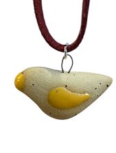 Чокер ручной работы «Птичка» на замшевом шнурке, жёлто-бордовый, керамика