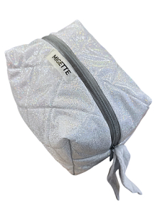 Косметичка ручной работы с карманом Migette, размер S, блестящая с серым подкладом