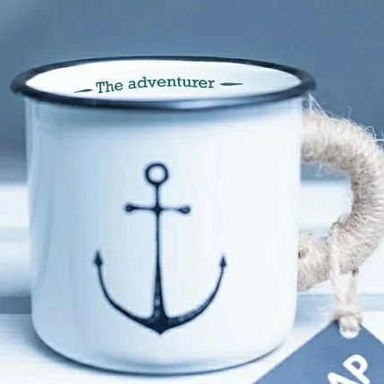 Эмалированная кружка Магтрэп «‎Якорь», белая, 400 мл, фото 3.