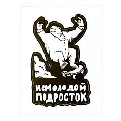 Виниловая наклейка ШКЯ «Немолодой подросток», белая