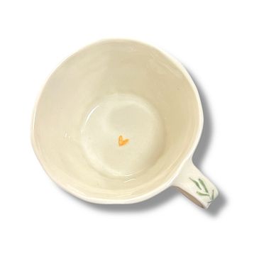 Кружка ручной работы «Тыквы, цветы и облепиха», белая, керамика, 400 мл, фото 4.