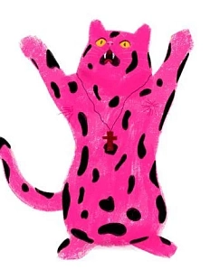 3D Стикер на телефон Pablo Radini «Ярко-розовый кот с пятнышками», объёмный