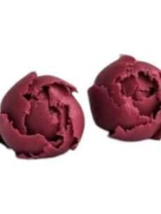 Серьги-гвоздики «Пион», полимерная глина, бордовые