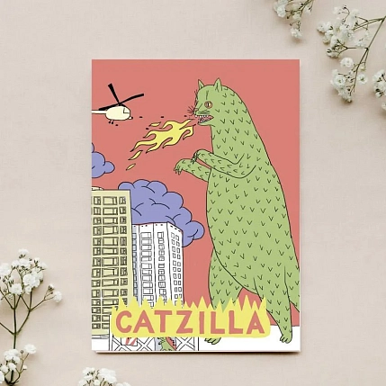 Обложка на паспорт Валя Карнавалова «Catzilla», ПВХ, искусственная кожа, фото 2.