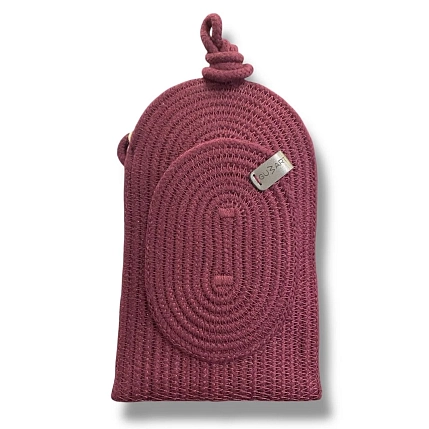 Сумка для телефона с карманом, бордовая, фото 1.