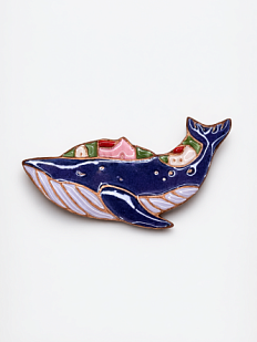 Брошь ручной работы «Кит», Partala ceramics