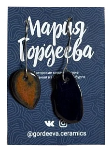 Серьги Мария Гордеева на петле, керамика, сине-оранжевые