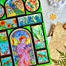 Стикерпак Лавкот голографический «Витраж с девушкой и птицами», А6, превью фото 2