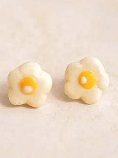 Серёжки-гвоздики Радость Рядом «Ромашки маленькие», полимерная глина, белые