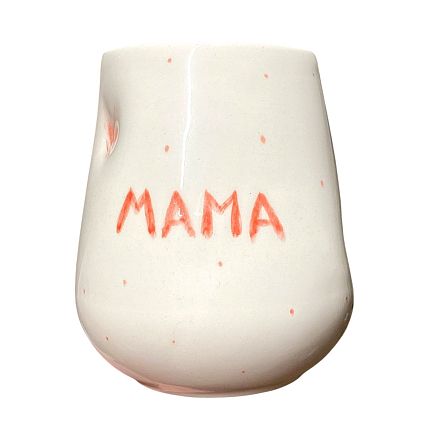 Стакан ручной работы «Мама», белый, керамика, 250 мл, фото 1.