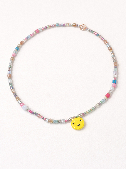 Чокер ручной работы Радость Рядом с подвеской «Смайлик», полимерная глина, бисер, фото 2.