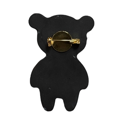 Брошь ручной работы «Мишка», чёрная, фарфор, фото 2.