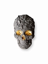 Брошь ручной работы Фарфор Булыгина «Череп» малая, чёрно-золотистая, превью фото 2