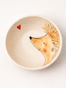Пиала ручной работы НАДО ЖЕ с росписью «Ёжик», белая, керамика, 10 см