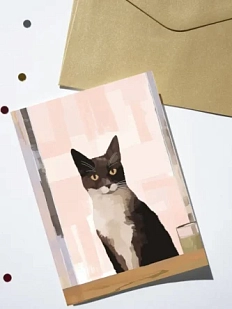 Открытка DARI DARI «Черно-белый котик», А6