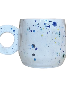 Кружка ручной работы с синими каплями, керамика, 300 мл