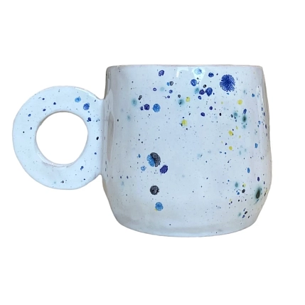 Кружка ручной работы с синими каплями, керамика, 300 мл, фото 1.