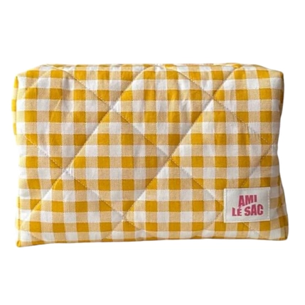 Косметичка ручной работы АМИ (Ami lé sac) «Moyen», жёлтая клетка, фото 1.