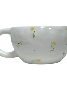 Кружка ручной работы «Жёлтые цветочки», жёлтая, керамика, 250 мл