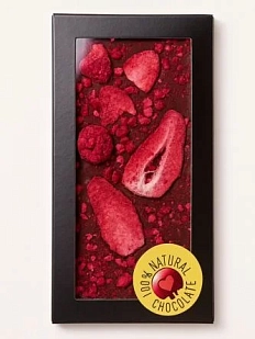 Молочный бельгийский шоколад с клубникой, малиной и вишней