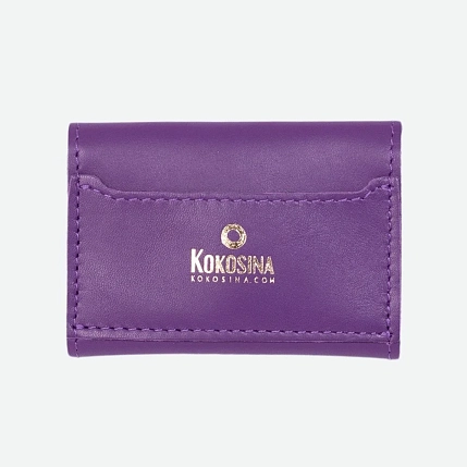Cкладной кошелёк визитница ручной работы, Kokosina bags, натуральная кожа, фиалковый, фото 2.