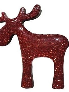 Брошь ручной работы «Лось», красная, дерево