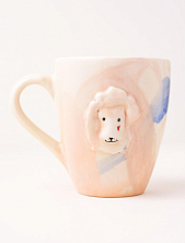 Кружка ручной работы с фигуркой «Лев», бело-розовая, полуфарфор, 350 мл