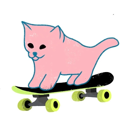 3D Стикер на телефон Pablo Radini «Кот на скейте», объёмный, фото 1.