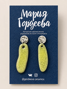 Составные серьги Мария Гордеева, керамика, зелёные