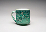 Кружка ручной работы «Журавли», зеленая, фарфор, 390 мл, превью фото 2