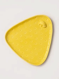 Тарелка ручной работы Мама Черепаха Бегемотик с сердечками, жёлтая, керамика, 19 см