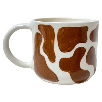 Кружка ручной работы с коричневыми пятнышками, полуфарфор, 250 мл, фото 3.