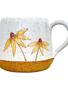 Кружка ручной работы Жёлтые цветы, керамика, 300 мл