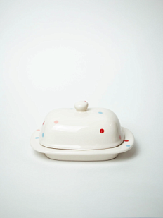 Маслёнка ручной работы ММ керамика «Конфетти», белая