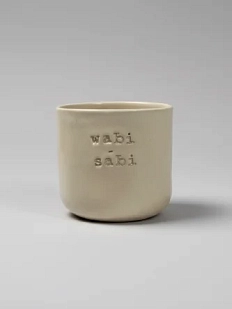 Стакан ручной работы Идеальное совпадение с надписью «Wabi-sabi», бежевый, керамика, 350 мл