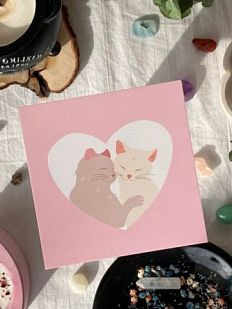 Открытка квадратная «Влюбленные котики», розовая, 10 х 10 см