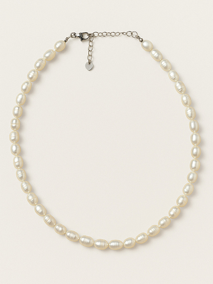 Чокер ручной работы «Rose», речной жемчуг, родированная латунь, фото 2.