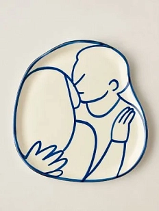 Тарелка ручной работы «Поцелуй», разноцветная, полуфарфор, 26 см