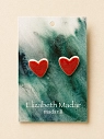 Серёжки-гвоздики Elizabeth Madar сердечки, керамика, красные, превью фото 1