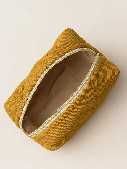 Косметичка ручной работы АМИ (Ami lé sac) «Moyen», коричневая джинса, фото 2.