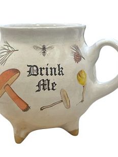 Кружка-котелок ручной работы на ножках «Drink me», песочная, керамика, 350 мл