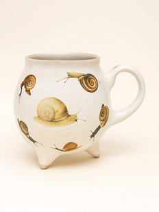 Кружка-котелок ручной работы на ножках «Улитки», керамика, 250 мл