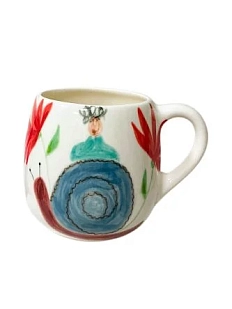 Кружка ручной работы Донышко-горлышко «Девочка с улиткой», белая, керамика, 350 мл