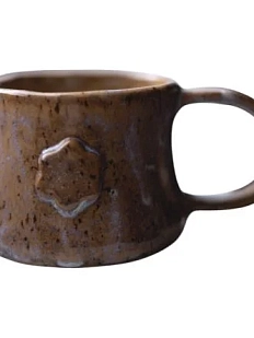 Кружка ручной работы Идеальное совпадение бежевая с цветочком, керамика, 250 мл