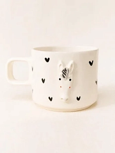 Кружка ручной работы Мария Гордеева с фигуркой Лошадка с сердечками, полуфарфор, 250 мл